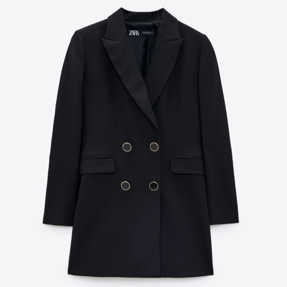 ZARA oversized double breasted blazer frock jacket women's